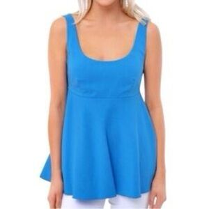 Pomander Place Blue Peplum Flowy Tank Top Size Medium